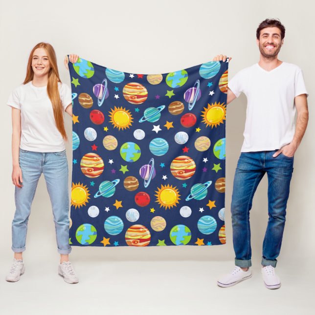 Space Pattern, Planets, Stars, Cosmos, Galaxy Fleece Blanket (In Situ)