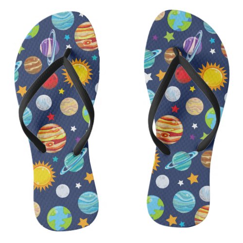 Space Pattern Planets Stars Cosmos Galaxy Flip Flops