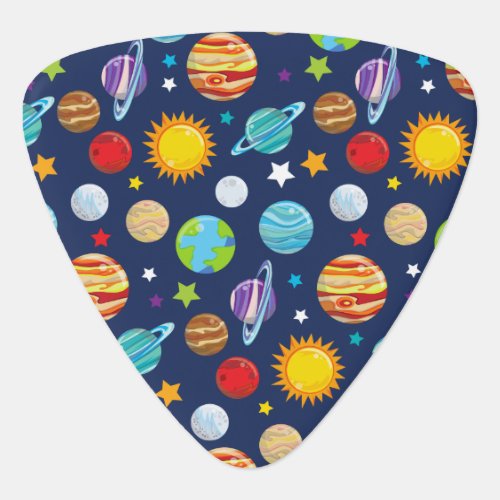 Space Pattern Planets Stars Cosmos Galaxy Guitar Pick