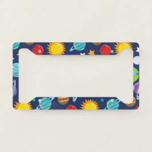 Space Pattern, Planets, Stars, Cosmos, Galaxy License Plate Frame