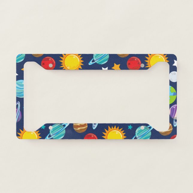 Space Pattern, Planets, Stars, Cosmos, Galaxy License Plate Frame (Front)