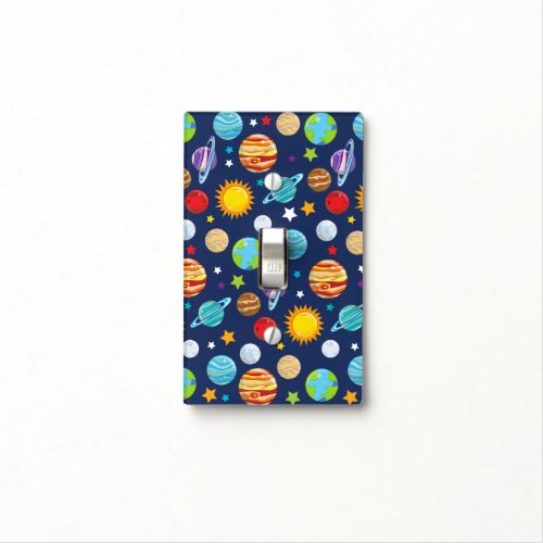 Space Pattern Planets Stars Cosmos Galaxy Light Switch Cover