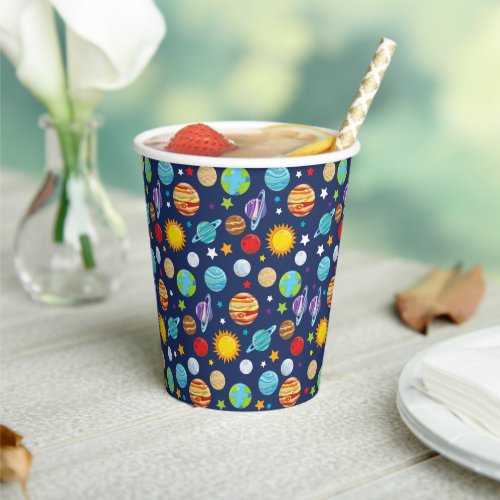 Space Pattern Planets Stars Cosmos Galaxy Paper Cups