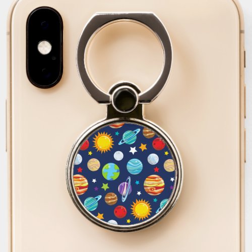 Space Pattern Planets Stars Cosmos Galaxy Phone Ring Stand