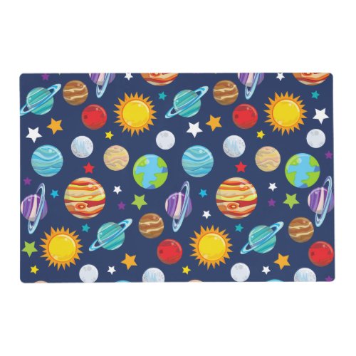 Space Pattern Planets Stars Cosmos Galaxy Placemat