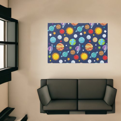 Space Pattern Planets Stars Cosmos Galaxy Rug