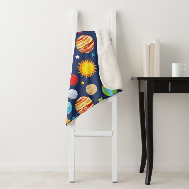 Space Pattern, Planets, Stars, Cosmos, Galaxy Sherpa Blanket (In Situ)