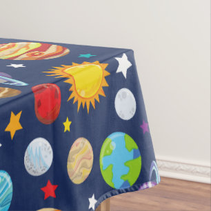 Space Pattern, Planets, Stars, Cosmos, Galaxy Tablecloth