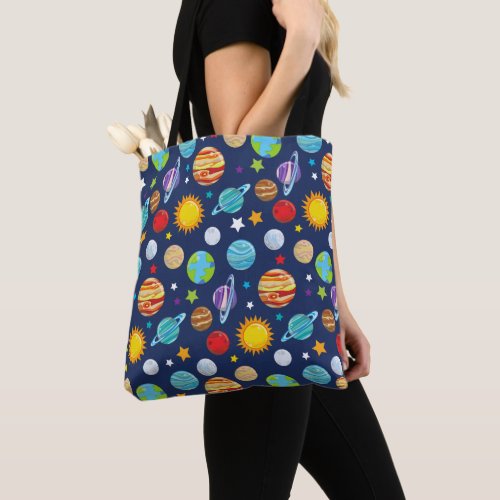 Space Pattern Planets Stars Cosmos Galaxy Tote Bag