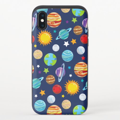 Space Pattern Planets Stars Cosmos Galaxy iPhone X Slider Case