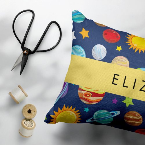 Space Pattern Planets Stars Cosmos Your Name Accent Pillow