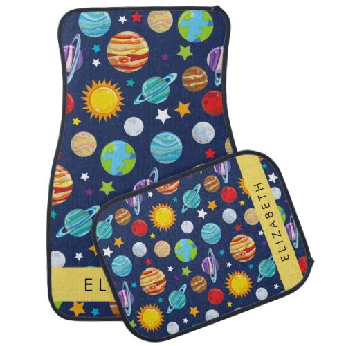 Space Pattern Planets Stars Cosmos Your Name Car Floor Mat