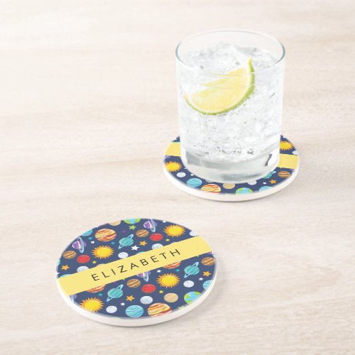 Space Pattern Planets Stars Cosmos Your Name Coaster