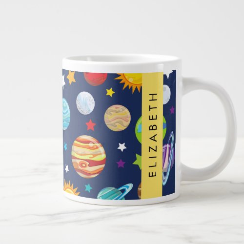 Space Pattern Planets Stars Cosmos Your Name Giant Coffee Mug