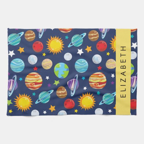 Space Pattern Planets Stars Cosmos Your Name Kitchen Towel