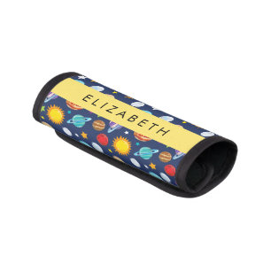 Space Pattern, Planets, Stars, Cosmos, Your Name Luggage Handle Wrap