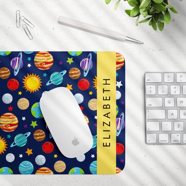 Space Pattern, Planets, Stars, Cosmos, Your Name Mouse Pad (Creator Uploaded)