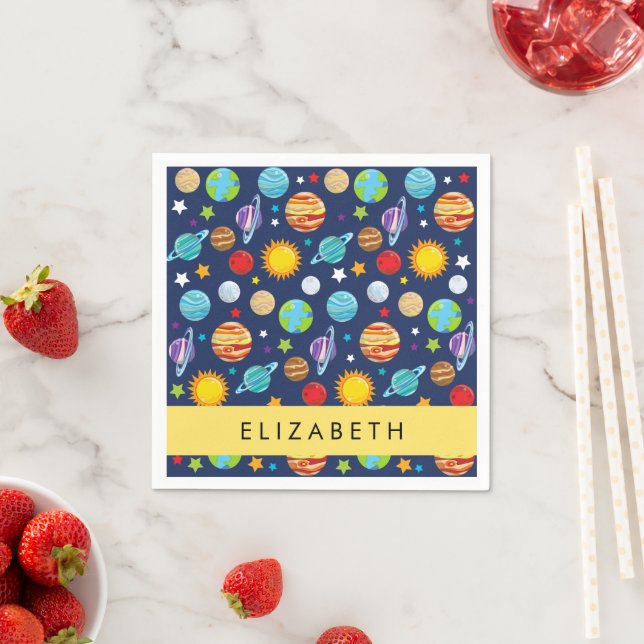 Space Pattern, Planets, Stars, Cosmos, Your Name Napkins (Insitu)