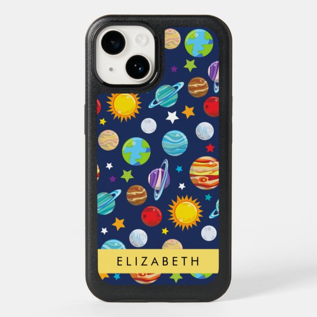 Space Pattern, Planets, Stars, Cosmos, Your Name Otterbox iPhone Case (Back)