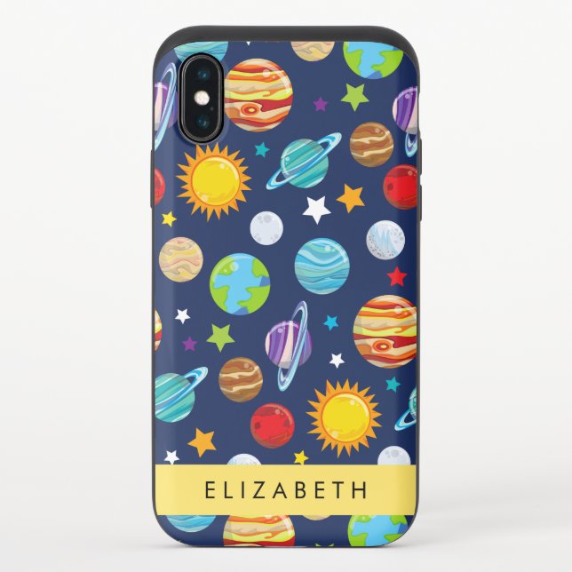 Space Pattern, Planets, Stars, Cosmos, Your Name Uncommon iPhone Case (Back)