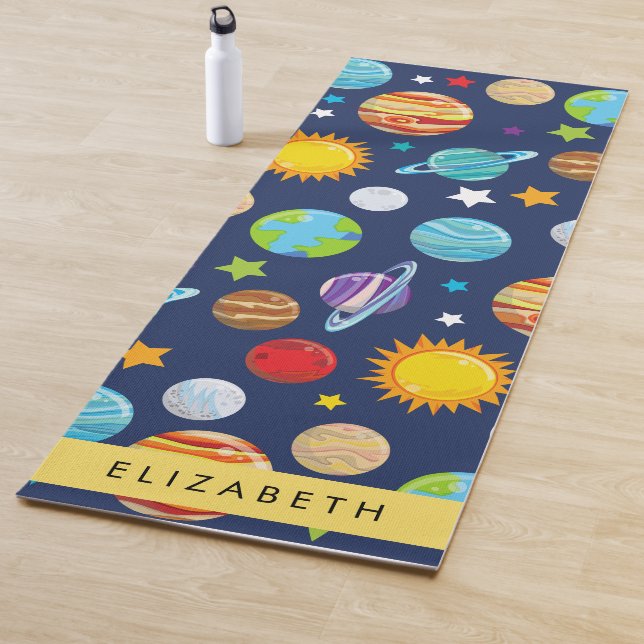 Space Pattern, Planets, Stars, Cosmos, Your Name Yoga Mat (In Situ)