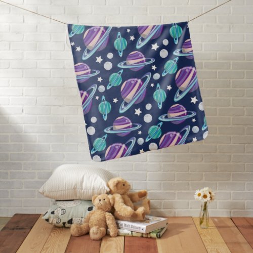 Space Pattern Planets Stars Galaxy Cosmos Baby Blanket