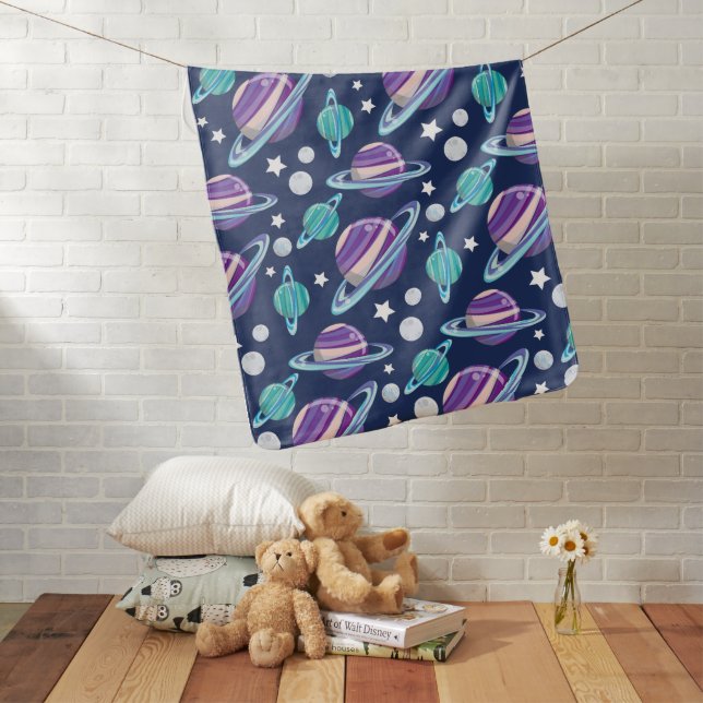 Space Pattern, Planets, Stars, Galaxy, Cosmos Baby Blanket (In Situ)