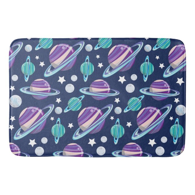 Space Pattern, Planets, Stars, Galaxy, Cosmos Bath Mat (Front)