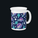 Space Pattern, Planets, Stars, Galaxy, Cosmos Beverage Pitcher<br><div class="desc">Cute,  fun and adorable pattern with planets (Moon,  Saturn,  Uranus,  Pluto). Modern and trendy gift,  perfect for the space lover in your life.</div>