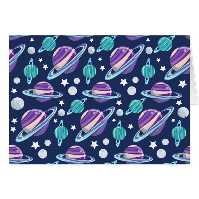 Space Pattern, Planets, Stars, Galaxy, Cosmos Cards (Front Horizontal)