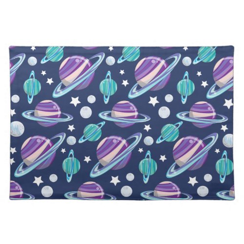 Space Pattern Planets Stars Galaxy Cosmos Cloth Placemat