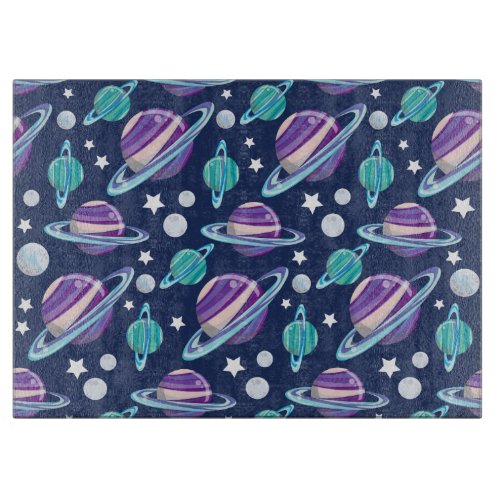 Space Pattern Planets Stars Galaxy Cosmos Cutting Board