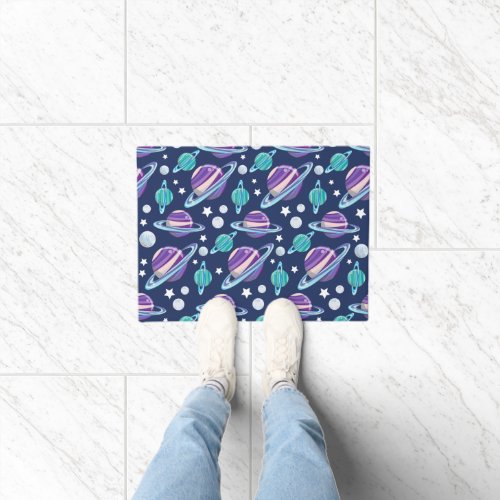Space Pattern Planets Stars Galaxy Cosmos Doormat