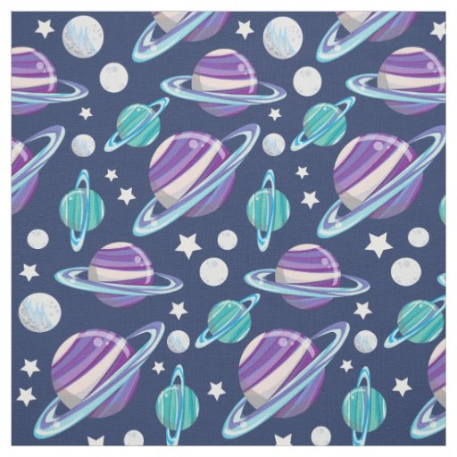 Space Pattern, Planets, Stars, Galaxy, Cosmos Fabric