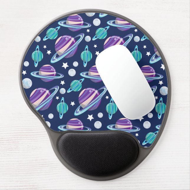 Space Pattern, Planets, Stars, Galaxy, Cosmos Gel Mouse Pad (Left Side)