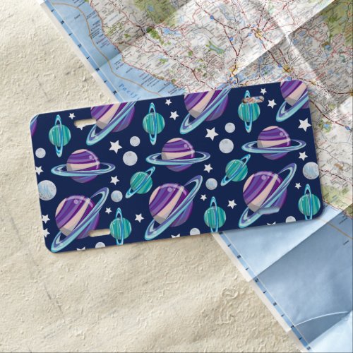Space Pattern Planets Stars Galaxy Cosmos License Plate