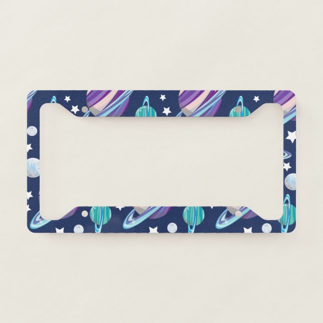Space Pattern, Planets, Stars, Galaxy, Cosmos License Plate Frame (Front)