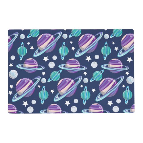 Space Pattern Planets Stars Galaxy Cosmos Placemat