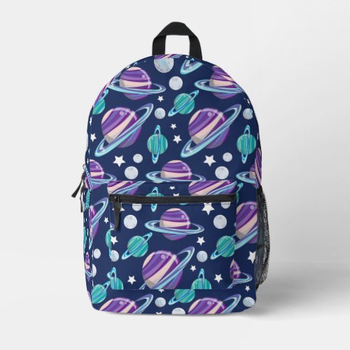 Space Pattern Planets Stars Galaxy Cosmos Printed Backpack