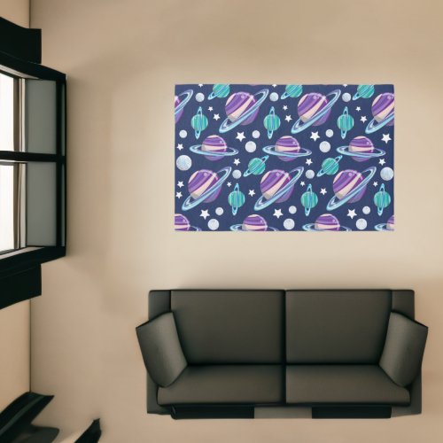Space Pattern Planets Stars Galaxy Cosmos Rug