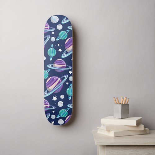 Space Pattern Planets Stars Galaxy Cosmos Skateboard