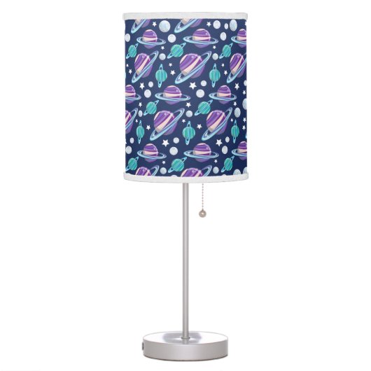 Space Pattern, Planets, Stars, Galaxy, Cosmos Table Lamp (Left)