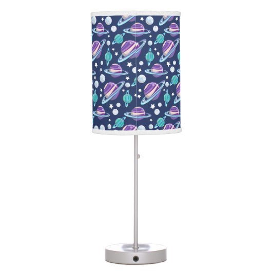 Space Pattern, Planets, Stars, Galaxy, Cosmos Table Lamp (Back)