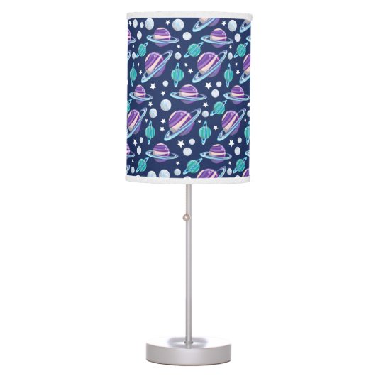 Space Pattern, Planets, Stars, Galaxy, Cosmos Table Lamp (Front)