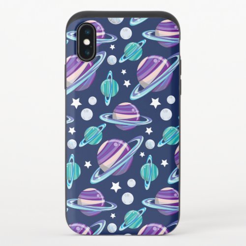 Space Pattern Planets Stars Galaxy Cosmos iPhone X Slider Case