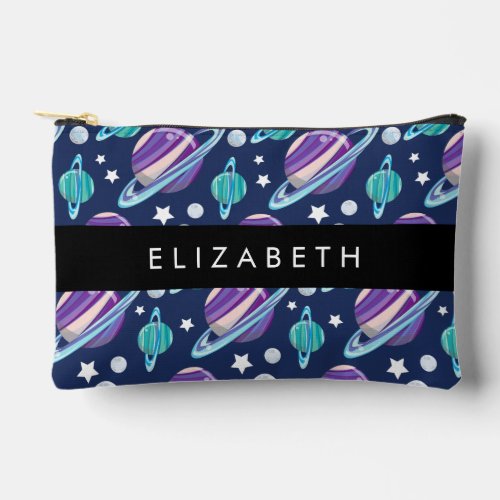 Space Pattern Planets Stars Galaxy Your Name Accessory Pouch