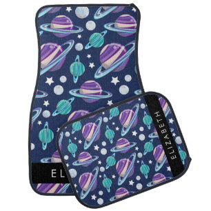 Space Pattern, Planets, Stars, Galaxy, Your Name Car Floor Mat