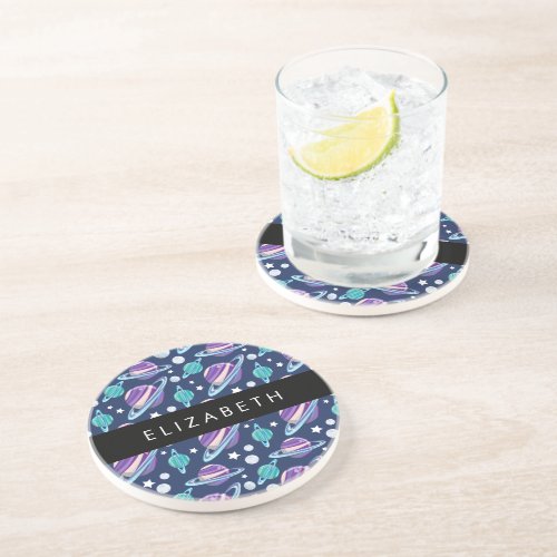 Space Pattern Planets Stars Galaxy Your Name Coaster