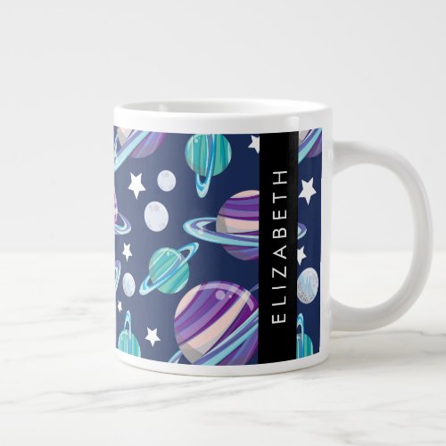 Space Pattern Planets Stars Galaxy Your Name Giant Coffee Mug
