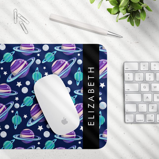 Space Pattern, Planets, Stars, Galaxy, Your Name Mouse Pad (Creator Uploaded)